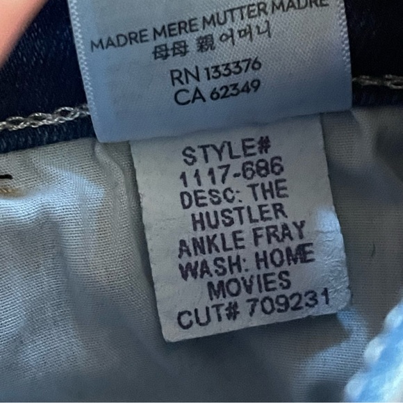 Mother Denim The Hustler Ankle Fray Home Movies Women’s Size 26 Style 1117-686 - Picture 7 of 8